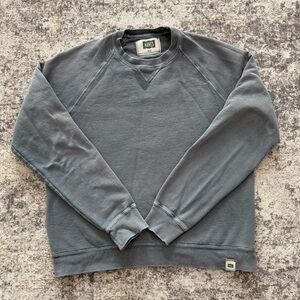 Distressed Hanes Cotton Blend Raglan Crewneck Blue-Grey Sweatshirt Medium